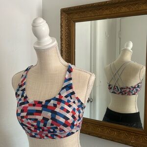 lululemon Energy bra - multi color geometric patterned.